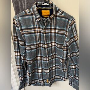 Denim & Flower Men's Blue, Gray and Brown Flannel Plaid Shirt